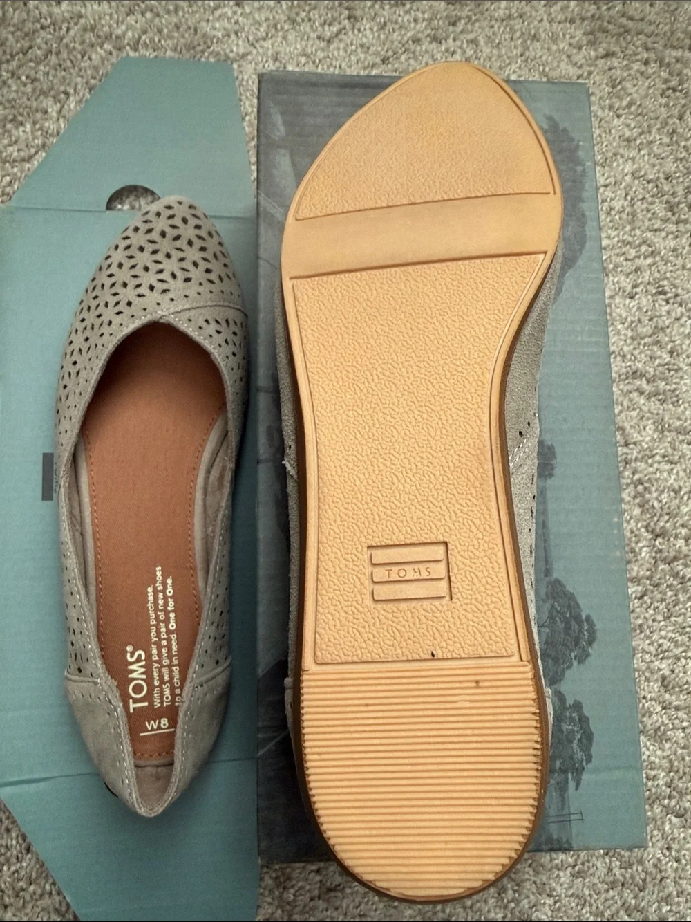 Toms Women's Taupe Laser-Cut Ballet Flats